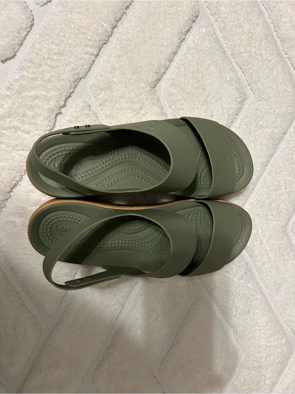 Crocs Brooklyn Low Wedge Sandals in Army Green